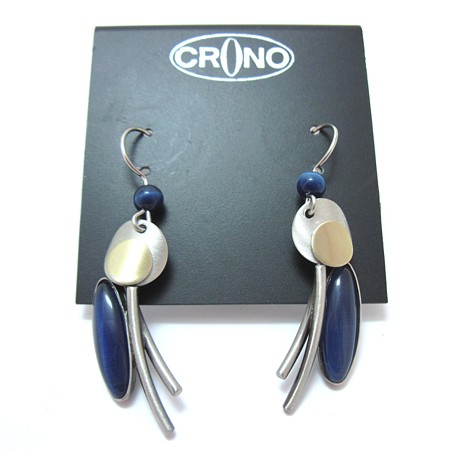 Blue Oval Two tone Dangles by Crono Design - Click Image to Close